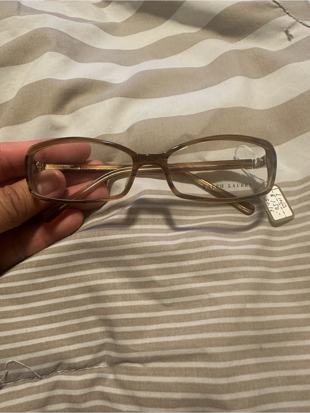 Ralph Lauren Women's Light Brown Transparent Rectangle Glasses
